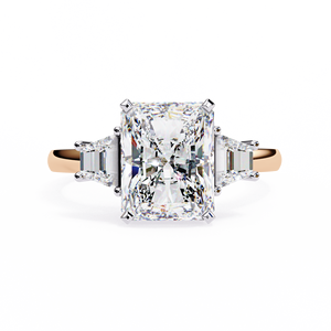Bague de fiançailles torsadée en or jaune 14 carats avec trois pierres, diamant de laboratoire radiant de 3 carats certifié IGI, cadeaux d'anniversaire et de mariage - Product Image 2