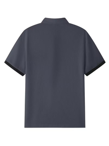 Men's Winter Solid Casual Fleece Knitted Cotton Quarter-<b>Zip</b> Short Sleeve Polo Shirt Set Pockets Matching Pants Breathable Quick - Product Image 4