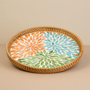 Plateau de service décoratif coloré pour événements, décoration intérieure, organiseur de vanité pour parfums, maquillage, bijoux et présentation sur table - Product Image 1