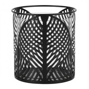 Porte-bougie cylindrique en acier bleu avec découpe géométrique pour la décoration de la maison, mariage, Noël, vaisselle de table - Product Image 6