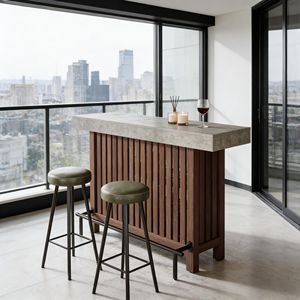 Moderna Barra de Bar de 2 Niveles para el Hogar, Elegante Mesa de Bar con Reposapiés - Product Image 3