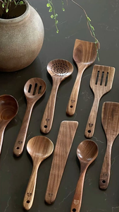 Cuchara de Servir de Madera con Mango Largo, Estilo Japandi, Hecha a Mano, Personalizada, Chapada en Oro, con Acabado Espejo, Ecológica, Antiarañazos, para el Hogar - Product Image 4