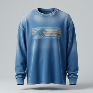เสื้อยืดแขนยาวคอกลมลายวาฟเฟิลสำหรับผู้ชาย ผ้าคอตตอนผสม 380 กรัม รับทำโลโก้ตามสั่ง OEM ผู้ผลิตเสื้อผ้าลำลอง - Product Image 1