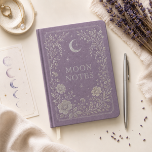 LABON Agenda Astrologica de Lujo con Notas de Lavanda y Luna, Tapa Dura de Lino con Grinalda Floral y Detalles en Papel Plateado, Diario para el Seguimiento de Hábitos y Estado de Ánimo - Product Image 4