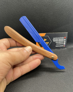Premium Quality Wooden Straight Edge Razor for Men Single <b>Blade</b> Stainless Steel Manual Face/<b>Barber</b> Shaving Customized Color Logo - Product Image 1