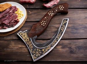 Unique Style Damascus Steel Pizza Cutter with <b>Etched</b> and Customized Handle - Product Image 3