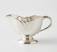 Pot à crème classique en argent avec finition brillante, forme irrégulière, pots à sucre et à crème en métal, vaisselle élégante pour le service du thé et du café
