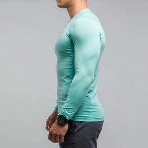 T-shirt à manches longues pour homme, col rond, extensible, en coton doux, basique, uni, en coton et fibre de bambou, design OEM et Si - Product Image 2