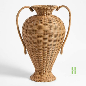 NOUVEAU DESIGN Vase à fleurs en rotin vintage écologique, tressé à la main, en osier naturel, vase décoratif, décoration d'intérieur, fournisseur Vietnamien OEM - Product Image 3