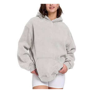 Sudadera con Capucha Oversize Personalizada de Poliéster y Algodón con Lavado Ácido, Tejido French Terry de Alto Gramaje, Estilo Vintage, Unisex, Streetwear, Invierno, Color Stone - Product Image 4