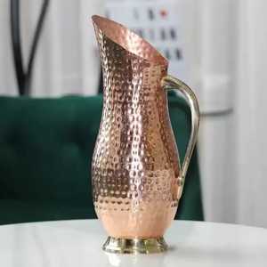 Carafe à eau en cuivre martelé avec couvercle et poignée, artisanale, rustique, écologique, décorative, traditionnelle, vaisselle en métal, ustensiles de cuisine - Product Image 3