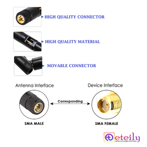 Antenne 4G ETEILY ET-LT3R-SMMO en caoutchouc, gain 3.0dBi, pour connecteurs mâles/femelles, conception mobile, protection IP65 - Product Image 4