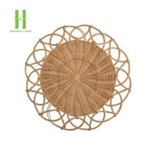 Hot Trending Rattan Charger <b>Plates</b> Boho Rattan Placemat OEM Hot Sale Placemat Wicker Charger <b>Plate</b> From Vietnam - Product Image 4