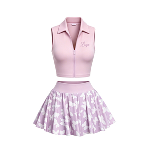Conjunto de Verano de 2 Piezas para Mujer con Logotipo Personalizado, Estampado Floral, Top sin Mangas con Cuello en V y Falda Plisada por Encima de la Rodilla - Product Image 2