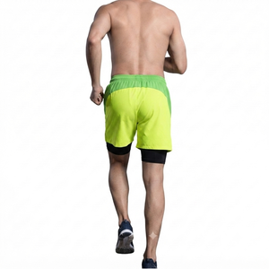 Pantalones Cortos Deportivos para Hombre de Calidad Premium, Color Amarillo Neón, con Bolsillos, Diseño Acanalado, para Gimnasio, Casual, Running, en Tela Oxford, Venta al Por Mayor - Product Image 2