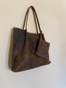 Bolso Tote de Cuero Vintage para Mujer, Bolso Casual de Cuero Genuino - Product Image 4