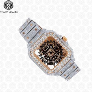 Charm_Jewells Luxury Rectangle Case <b>Diamond</b> Encrusted Hollow Dial Analog Women's Fashion Bracelet - Product Image 5