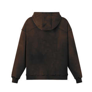 Sweat à capuche personnalisé avec logo, streetwear pour hommes, sans cordon, surdimensionné, imprimé en relief, effet délavé, coupe courte, en polaire thermique, 100% coton, écologique - Product Image 4