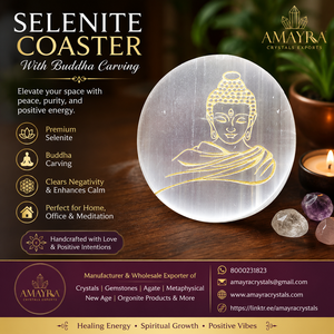 สินค้ามาใหม่ แผ่นเซเลไนต์แกะสลักพระพุทธรูปสำหรับตกแต่ง  ขายส่งจาก Amayra Crystals Exports - Product Image 1