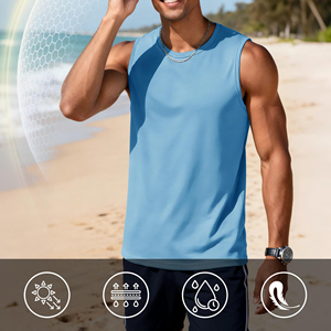 Débardeurs de sport sans manches pour hommes, tissu léger de haute qualité, veste d'entraînement, chemise de fitness, vêtements de sport pour hommes - Product Image 3