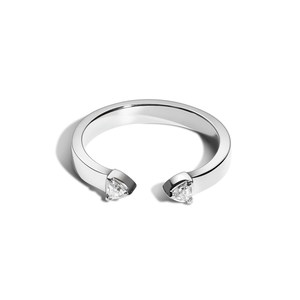 Custom 14K Solid Gold Trillion Cut Lab Grown Diamond Open Cuff <b>Ring</b> V Prong Set Bezel Flatiron Midi <b>Stacking</b> Bands Factory Price - Product Image 3