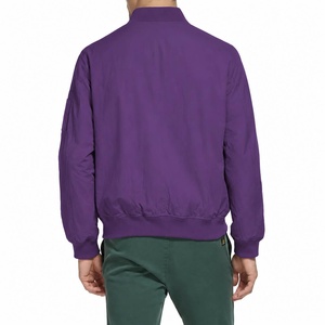 Blouson bomber à capuche pour homme, couleur violette, fermeture éclair légère, poche avant, vêtement décontracté pour l'automne, matière polyester, coupe classique - Product Image 3