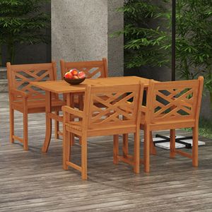 Set da Pranzo per Esterni in Legno con Finitura Teak, Resistente alle Intemperie e Impermeabile, per 4 Persone, Ideale per Giardino, Cortile e Bordo Piscina - Product Image 2