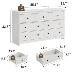 Oak <b>Chest</b> <b>of</b> <b>Drawers</b> with 7 <b>Drawers</b> and Metal <b>Handles</b> for Bedroom and Living Room - Product Image 4