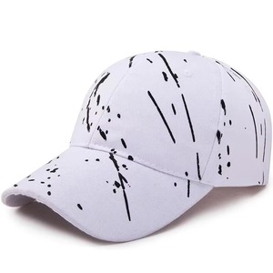 Trendy 6-Panel Baseball Cap With White Splatter Print Twill Fabric Fitted Back Unisex Casual Hat Custom Logo OEM Supplier - Product Image 6