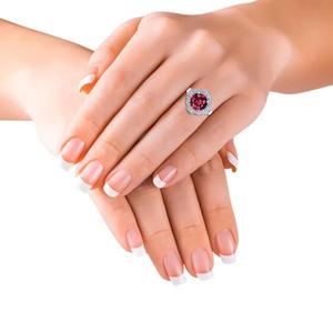 Bague solitaire en argent sterling 925 avec grenat rouge naturel de forme ronde, bague de fiançailles en argent pur, bague de mariage au design unique, collection - Product Image 3