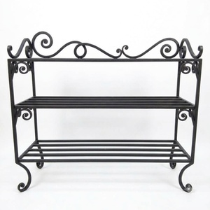 Factory Custom Traditional Multi-Tier Wrought Iron Heavy Duty <b>Shoe</b> Rack Organizer Shelf for Entryway Living Room - Product Image 1