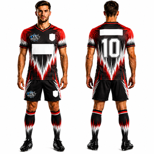 Venta Directa de Fábrica: Camisetas y Pantalones Cortos de Fútbol con Cuello en V, Transpirables, con Logotipo Bordado, Corte Regular, para Todas las Temporadas - Product Image 1