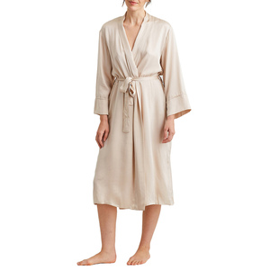 Factory Custom Satin Women's Long Robe Set Luxury Summer <b>Bridal</b> Night Dress Femme Solid Silk Robe for Spring 2026 - Product Image 6