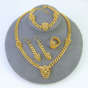 Luxury Dubai Gold Hollow Leopard Design Necklace Set 21k Gold Plated Italian Fashion Panther Jewelry Set for Party - Product Image 4