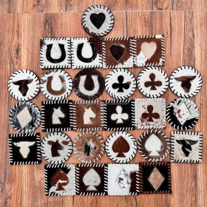 Sous-verres carrés en cuir de vachette de qualité supérieure, sous-verres en cuir avec poils, sets de dessous-de-plat, cadeaux de fête, ensemble de sous-verres en cuir, cadeaux pour la nouvelle maison - Product Image 5