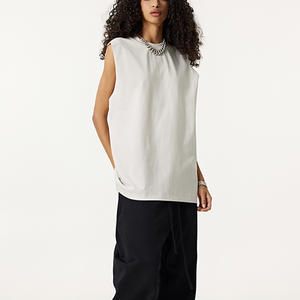 Chemise sans manches pour homme de haute qualité, 100% coton, impression de logo personnalisé, respirante, couleur unie, col rond, manches courtes, streetwear pour homme - Product Image 4