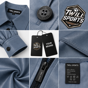 Twill Sports Custom Newest Design 2-Piece Women's Clothes Pu Leather Sporty Full Sleeves Button Front Ladies Pu Tracksuit Sets - Product Image 4