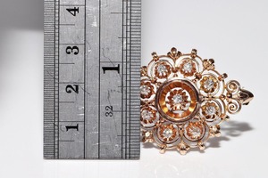 Broche Antiguo de Plata 925 con Baño de Oro de 14k y Decoración de Diamantes Moissanite, Hecho a Mano en los Años 1900 - Product Image 4