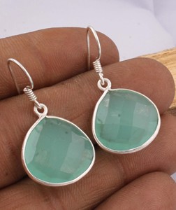 925 <b>Sterling</b> <b>Silver</b> Lapis Lazuli Engagement Drop Earrings Faceted Teardrop Gemstone French <b>Wire</b> Vintage Earrings for Women - Product Image 1