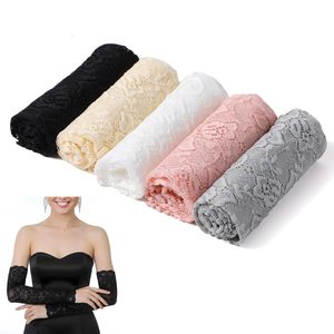 Women <b>Lace</b> Arm Sleeves Anti-Uv Protection Long Sleeve Covering for Adults in <b>White</b> Beige Pink Gray Black - Product Image 5