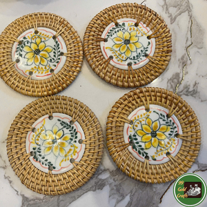 Woven/Rattan Cup Tray Durable Rattan Weaving For Drink Serving <b>Table</b> Display Interior Use From Vietnam Market - Product Image 2