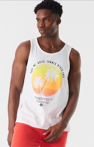 Camiseta sin mangas blanca para hombre con estampado, cuello redondo, informal, para verano, transpirable, de algodón tejido, ajustada - Product Image 2