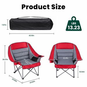 Chaise de camping en aluminium robuste surdimensionnée, capacité de 500 lb, siège pliable d'extérieur avec porte-gobelet et poches latérales - Product Image 5