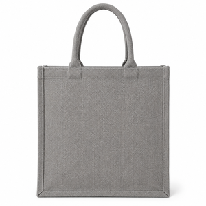 Grow With Kindness Tree Print Jute Shopping <b>Bag</b> <b>Medium</b> <b>Size</b> Zipper Closure Hand Length Handle Gray - Product Image 6
