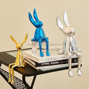 Statue de lapin en métal écologique Figurine Sculpture pour décoration de table d'intérieur par Decor Impex - Product Image 3