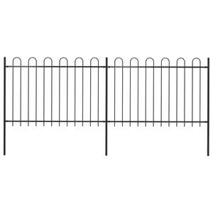 Clôture de jardin noire 141,3''x47,2'' avec sommet en arceau, treillis et portails en acier - Product Image 1