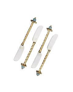 Elegante Cuchillo para Servir con Incrustaciones de Nácar y Mango Plateado Detallado para Cocina, Banquetes y Mesas de Comedor de Hotel - Product Image 1