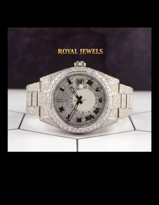 Silver Color Moissanite Dial Quartz Watch Stainless Steel Wristwatch Roman Numeral <b>AutoDate</b> Gift - Product Image 3