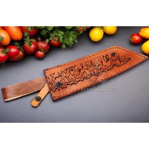 Couteau de chef artisanal en acier inoxydable de 13 pouces, fabriqué sur mesure par Ahmad Fabric, avec étui en cuir, manche élégant, personnalisable - Product Image 4