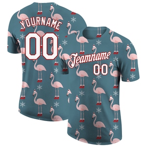 เสื้อยืดโพลีเอสเตอร์ 100% ระบายอากาศได้ดี พิมพ์ลายคริสต์มาส 3 มิติ สีขาว-แดง แบบกำหนดเองสำหรับอุตสาหกรรมการผลิตขายส่งโดยตรง - Product Image 1